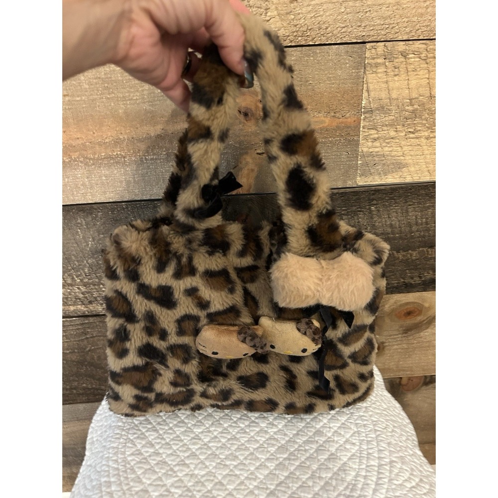 Hello Kitty Leopard Print Plush Tote Bag- faux fur Never Used
